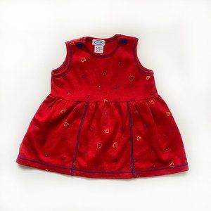 Vintage 1970's IZOD Red Hearts Dress 24M